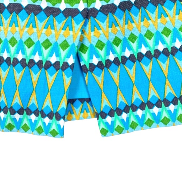 J Crew Pencil Skirt Turquoise And Green Cotton Print, Size 6 EUC - Picture 10 of 16